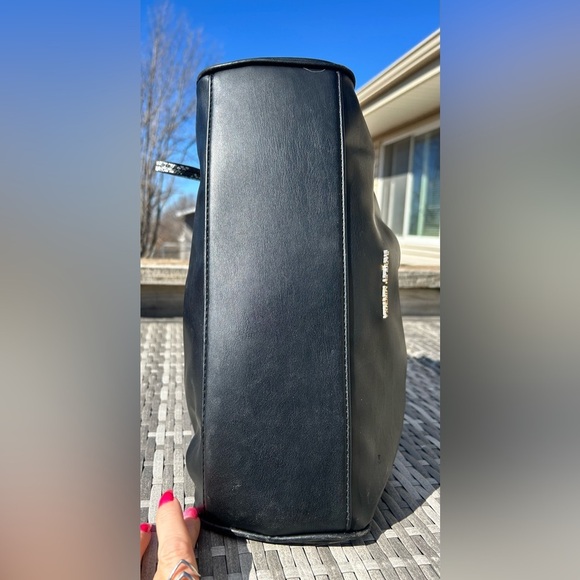 Badgley Mischka Black Snake Vegan Leather Tote Hobo Bag - Picture 7 of 14